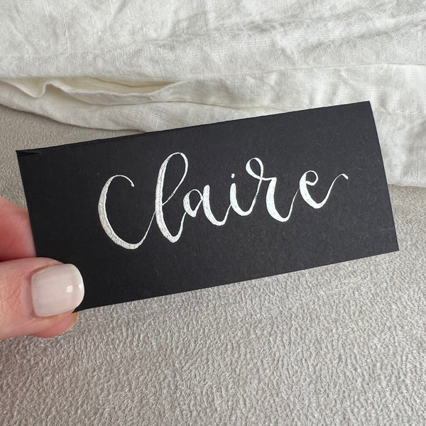 Black calligraphy place cards