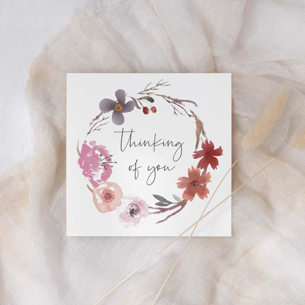 Thinking of you card - floral wreath