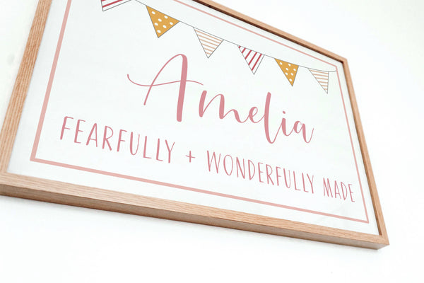 Personalised pink flag print