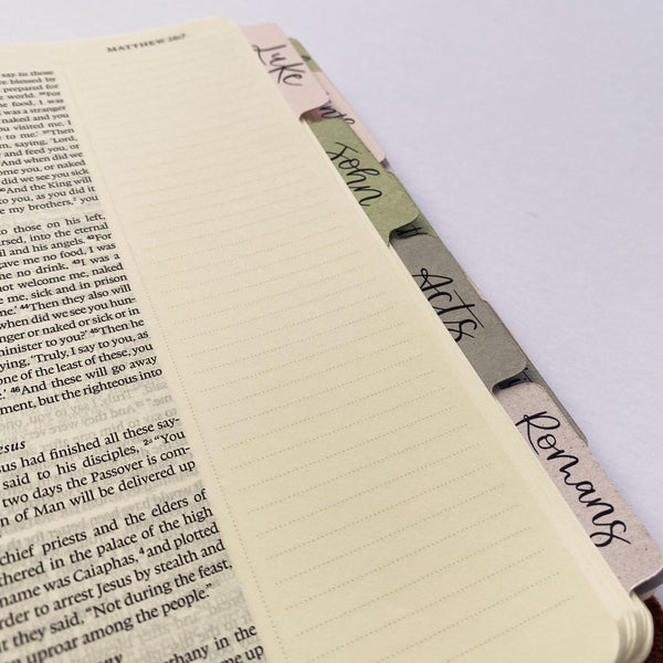 Hand lettered Bible tabs