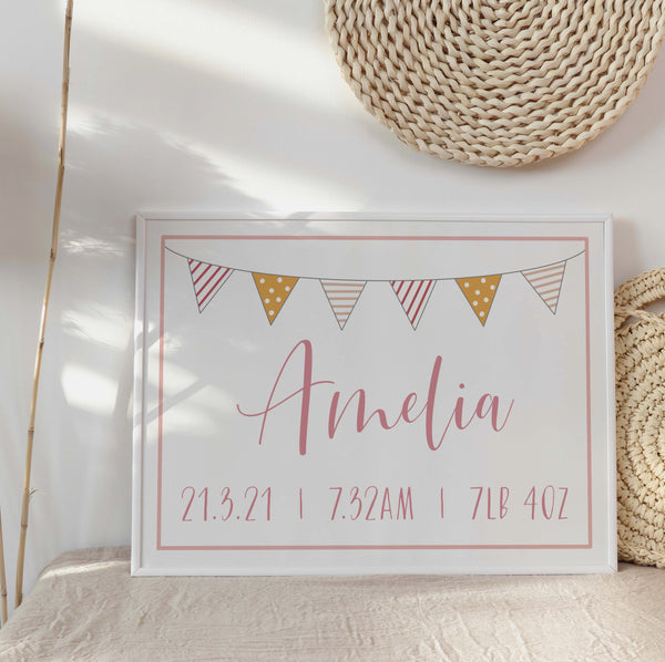 Personalised pink flag print