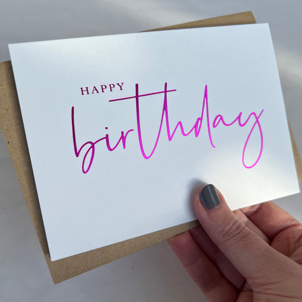 Birthday Card - pink foil