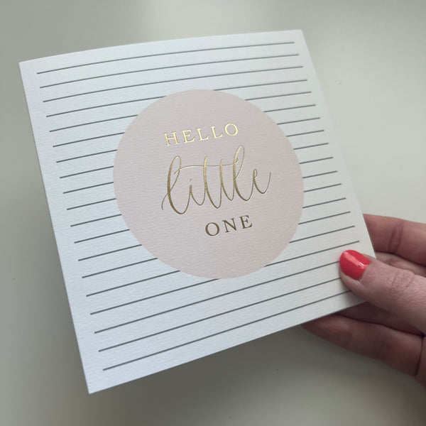 New baby card - pink and gold foil