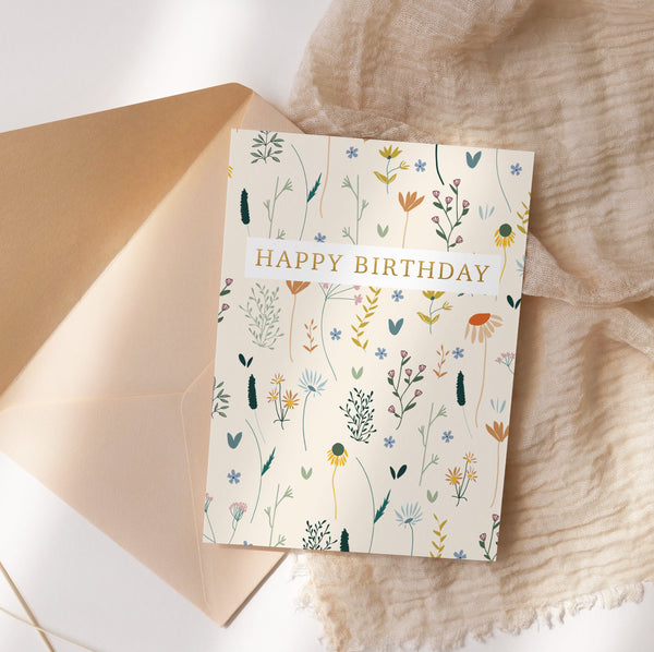 Birthday card - mixed flowers