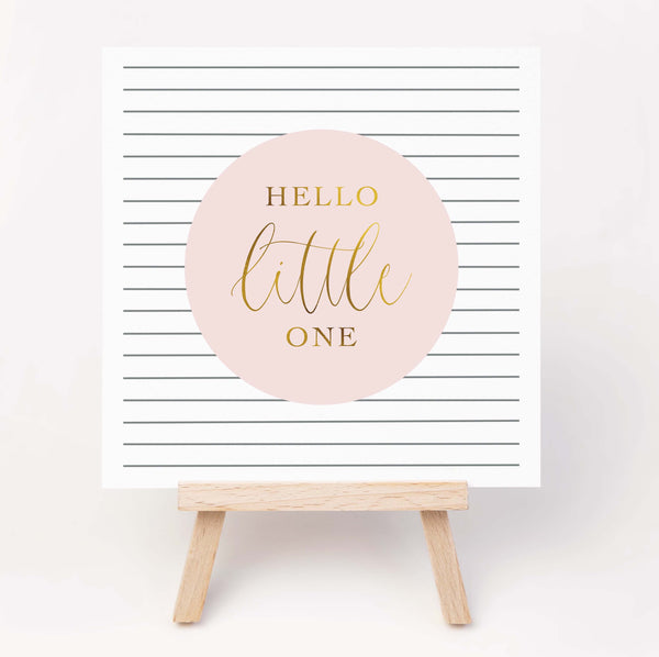 New baby card - pink and gold foil