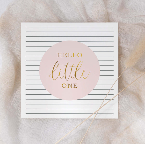 New baby card - pink and gold foil