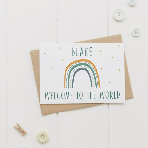 Personalised new baby boy card