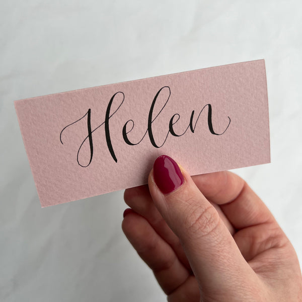 Dusky pink calligraphy place cards