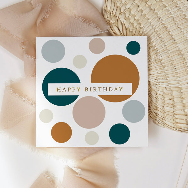 Birthday card -  blush & mustard circles