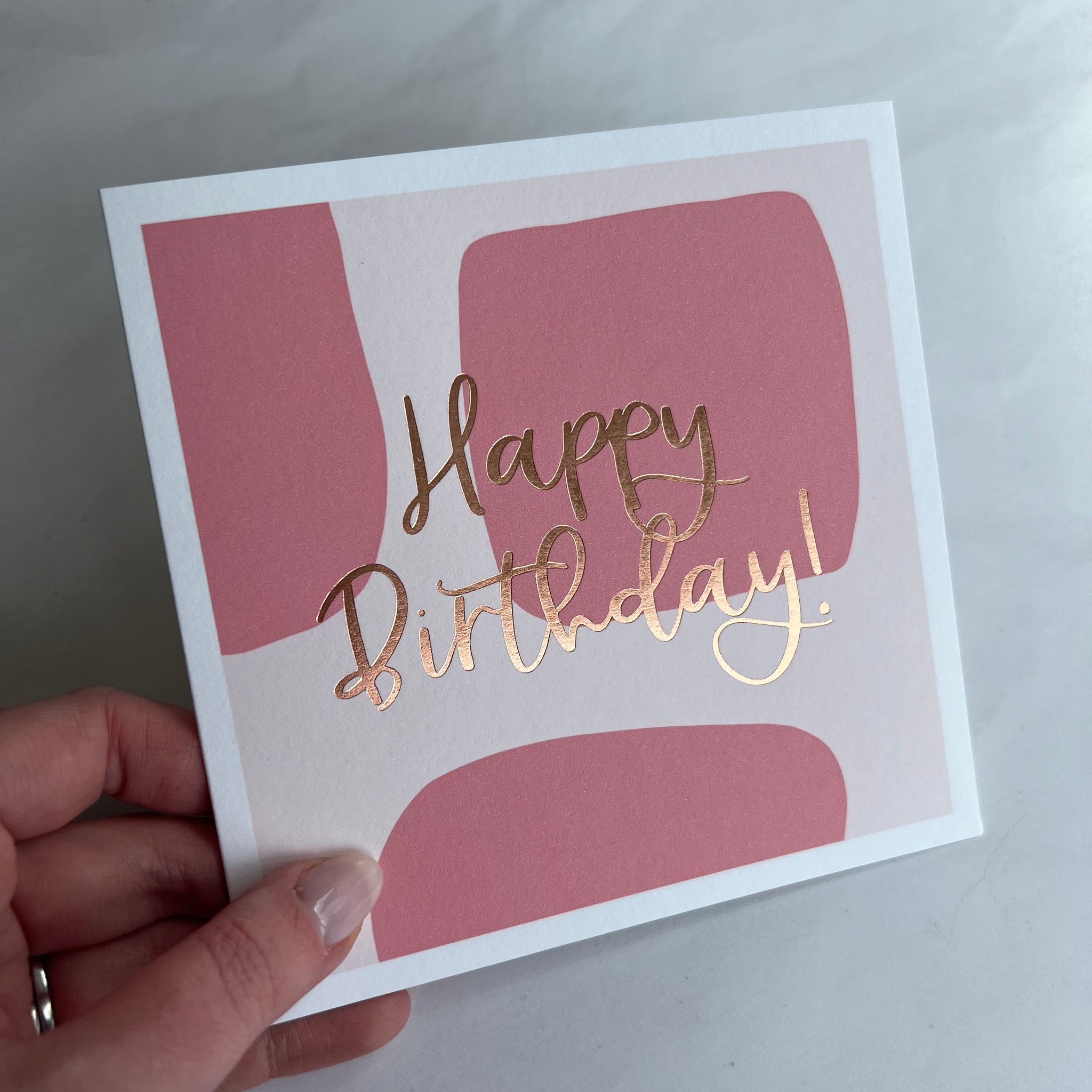 Birthday card - pink & rose gold foil