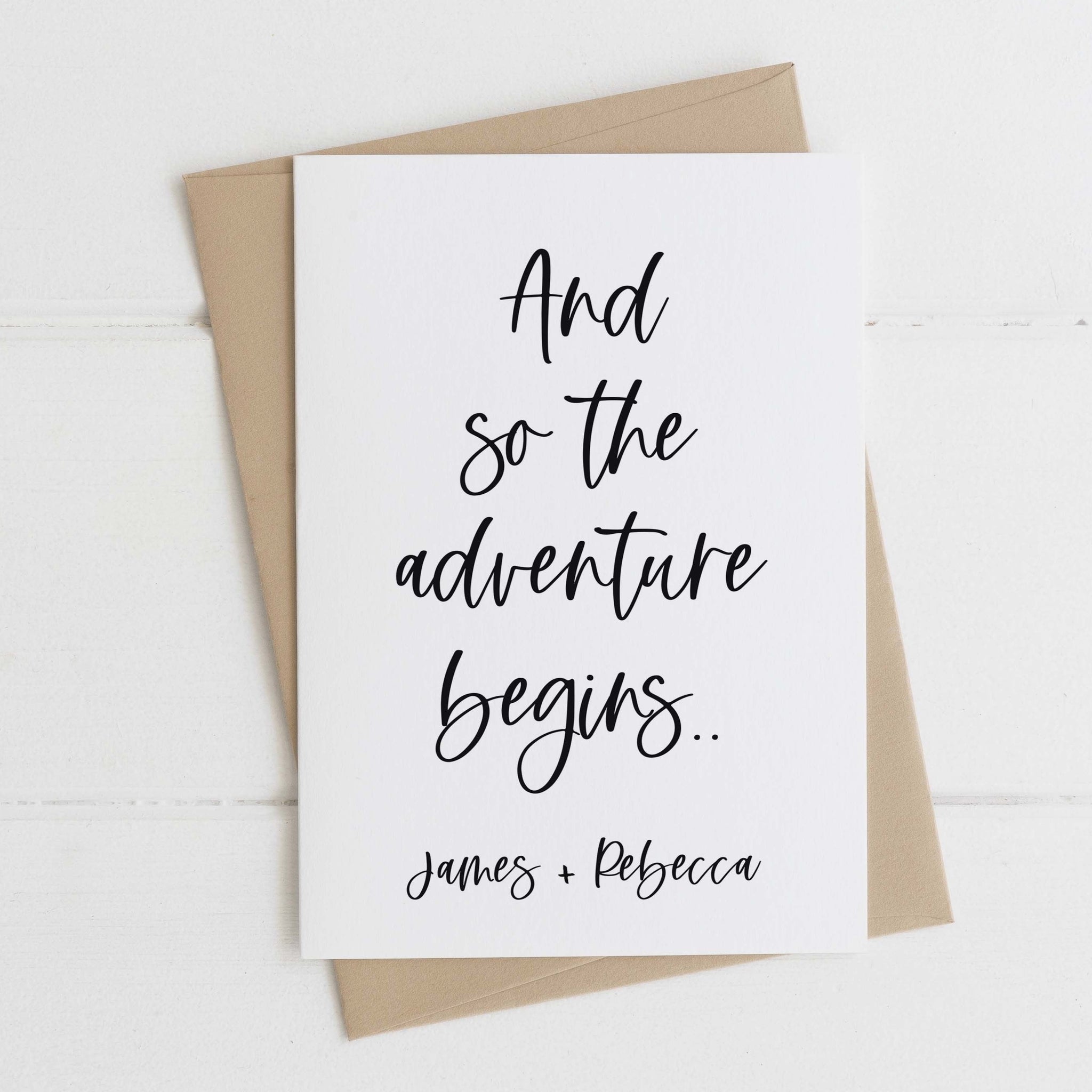 Engaged/Wedding card - And so the adventure begins personalised