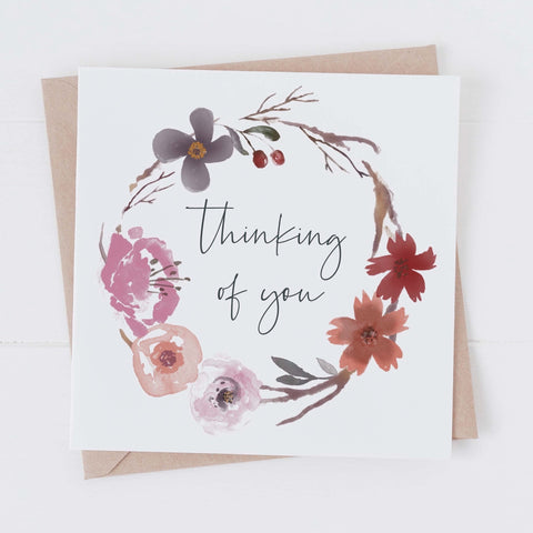 Thinking of you card - floral wreath