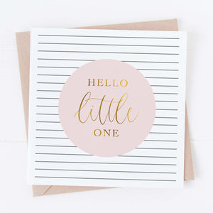 New baby card - pink and gold foil