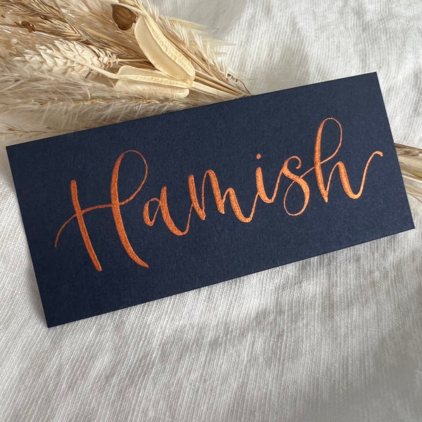 Navy flat place cards