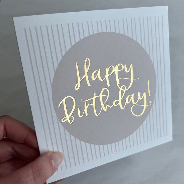 Birthday card - Blush stripes & gold foil