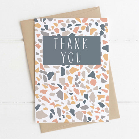 Bright thank you card with terrazzo design 