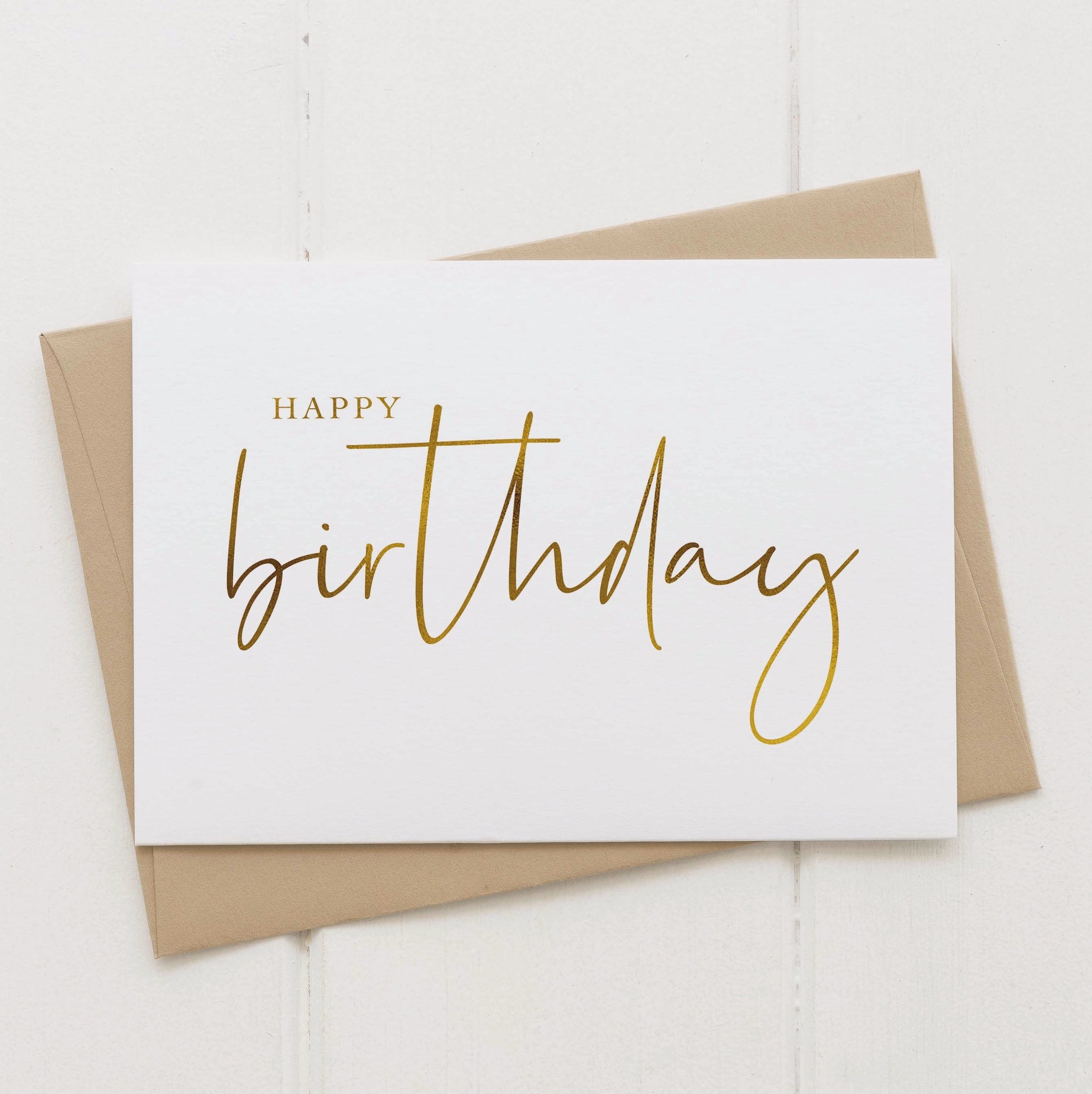 Birthday card - white & gold foil