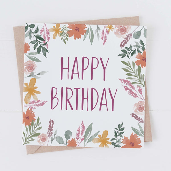 Birthday card - floral border