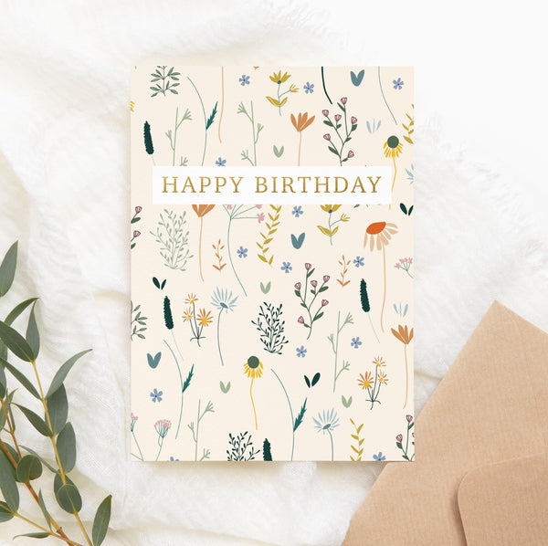 Birthday card - mixed flowers