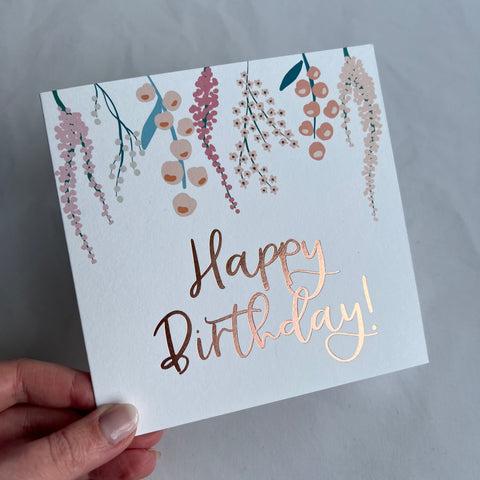 Birthday card - hanging flowers