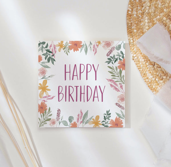 Happy birthday floral card